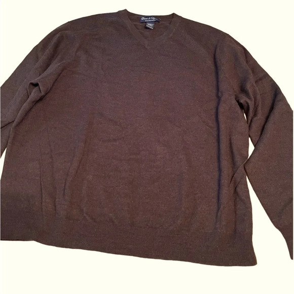 Davis & Squires chocolate brown Extra Fine Merino wool sweater, size XXL - Picture 1 of 3
